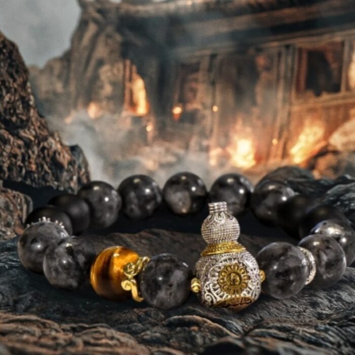 Shungite-Onyx-Tiger-Eye-Bracelet-EMF-Protection; Tri-Shield-Anti-Betrayal-Bracelet-for-Men; Taoist-Earth-Fire-Digital-Guardian-Bracelet