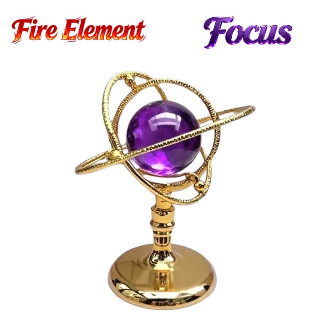 Natural amethyst crystal ball for fortune telling and spiritual healing. Purple quartz sphere on wooden stand for meditation and energy work
